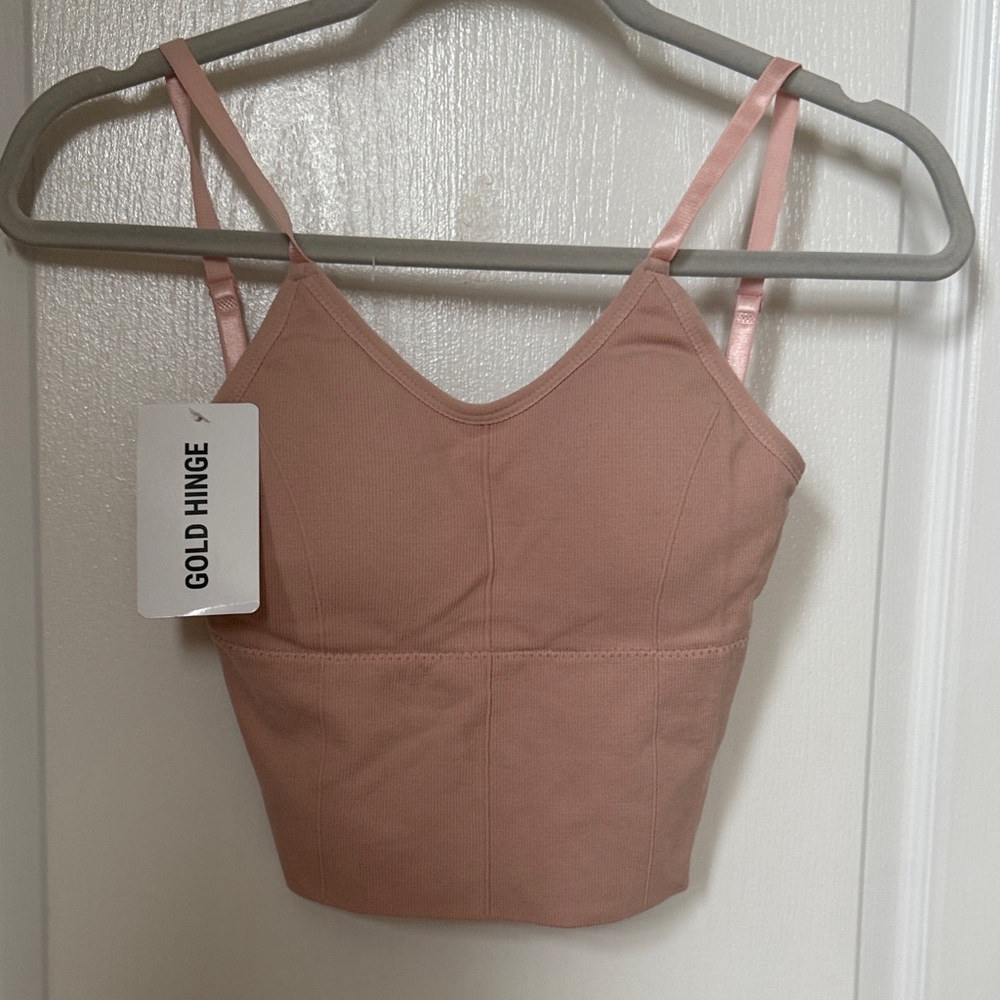 Gold Hinge Women's Blush Pink V-Neck Crop Top